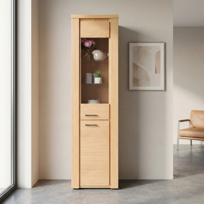 Vitrine en bois de hêtre Commode en bois individuelle Vitrines Armoire en verre Meubles de rangement
