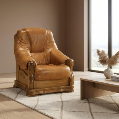 Fauteuil TV en bois Fauteuil en cuir véritable Siège rembourré Meubles de salon Club neufs