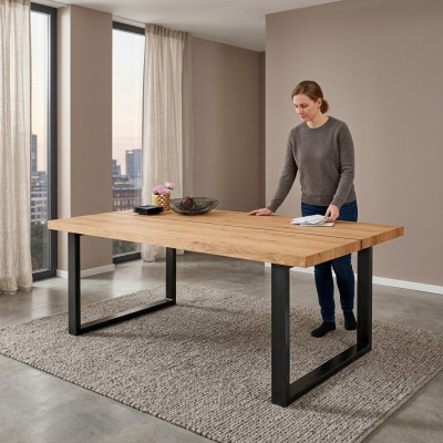 Table à manger Pieds en métal Table Bois naturel nouveau Meubles Loft Tables Ameublement