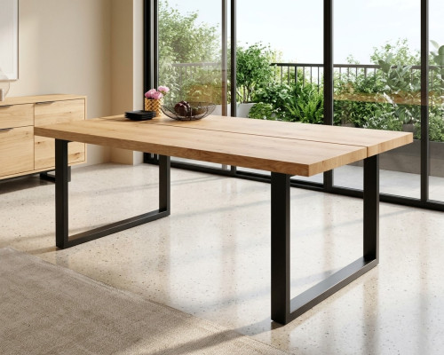 Table à manger Pieds en métal Table Bois naturel nouveau Meubles Loft Tables Ameublement