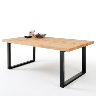 Table à manger Pieds en métal Table Bois naturel nouveau Meubles Loft Tables Ameublement