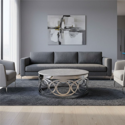 Table basse ronde de luxe de designer pour canapé en acier inoxydable de salon