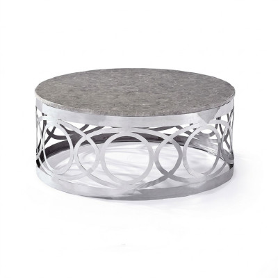 Table basse ronde de luxe de designer pour canapé en acier inoxydable de salon