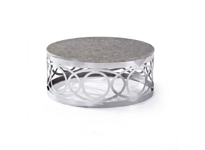 Table basse ronde de luxe de designer pour canapé en acier inoxydable de salon