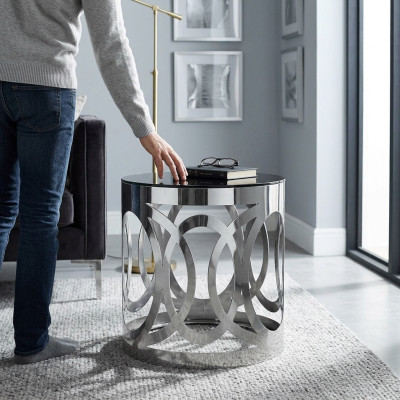 Tablette d'appoint Table ronde Table basse Canapé Métal Salon Rond