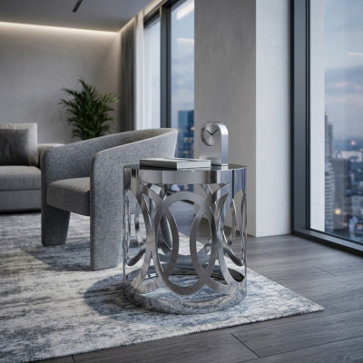 Tablette d'appoint Table ronde Table basse Canapé Métal Salon Rond