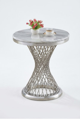 Table d'appoint ronde Table basse en acier inoxydable Mobilier de luxe Salon Rond