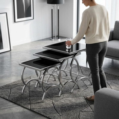 Table d'appoint Table 3x Table basse Tables de canapé Salle de séjour Design acier inoxydable