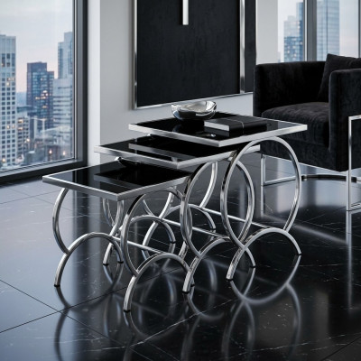 Table d'appoint Table 3x Table basse Tables de canapé Salle de séjour Design acier inoxydable