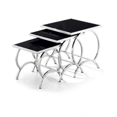 Table d'appoint Table 3x Table basse Tables de canapé Salle de séjour Design acier inoxydable