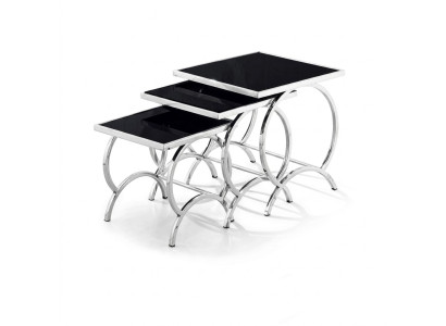 Table d'appoint Table 3x Table basse Tables de canapé Salle de séjour Design acier inoxydable