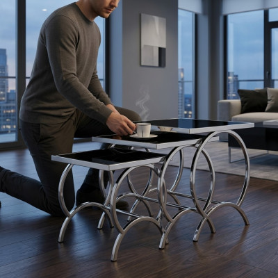 Table basse Tables Table d'appoint Designer en acier inoxydable moderne Table Tables basses nouvelle