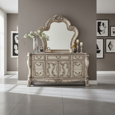 Buffet en bois baroque argenté de style classique italien Nouveau design de mobilier.