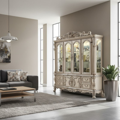 Vitrine de design classique avec vitrine en verre, vitrine d'armoire présentoir étagère baroque