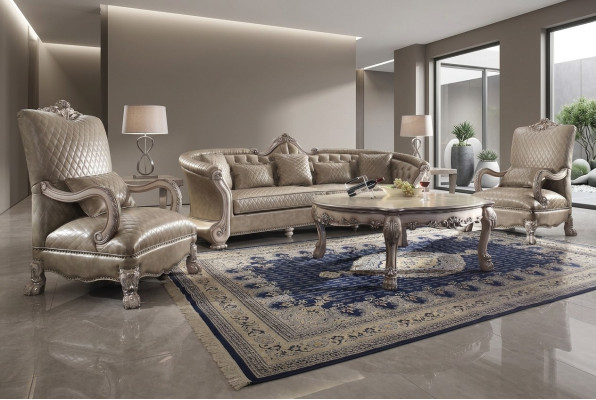 Canapé Rembourrage Table basse Bois 4 pièces Mobilier de luxe Ensemble de canapé Canapés Suite