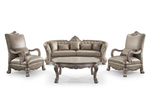 Canapé Rembourrage Table basse Bois 4 pièces Mobilier de luxe Ensemble de canapé Canapés Suite