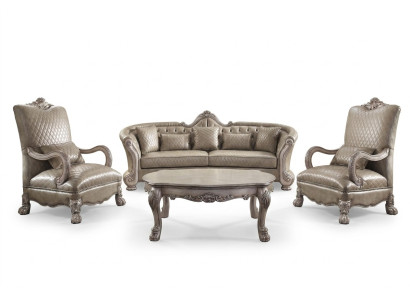 Canapé Rembourrage Table basse Bois 4 pièces Mobilier de luxe Ensemble de canapé Canapés Suite