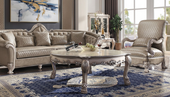 Meubles italiens en bois de style classique de luxe Beige Table basse Ronde pour le salon