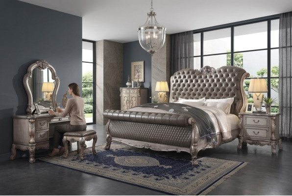 Chambre design en 6 pièces. Ensemble complet de chambre à coucher Lit Table de chevet Commode neuf