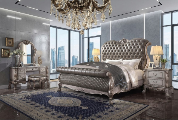 Chambre design en 6 pièces. Ensemble complet de chambre à coucher Lit Table de chevet Commode neuf