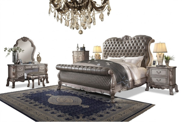 Chambre design en 6 pièces. Ensemble complet de chambre à coucher Lit Table de chevet Commode neuf