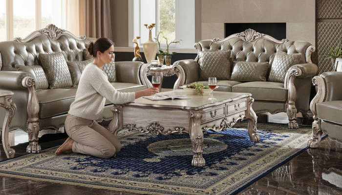 Table basse Table Canapé Tables Gigogne Table d'appoint Salon Design Beige Bois Baroque