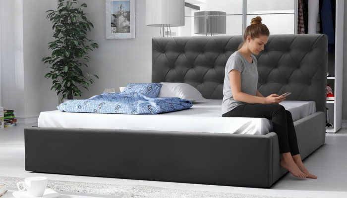 Lit de mariage de luxe Lit de style Mobilier de chambre Hôtel Lits 180x200 Chesterfield