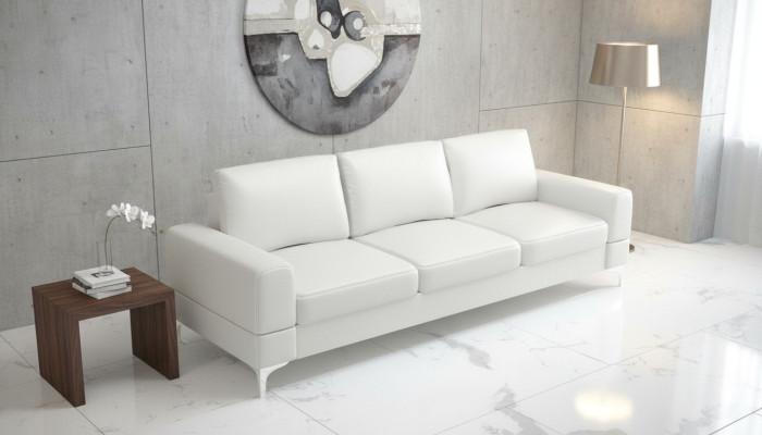 Salon Design Textile 3 Places Blanc Élégant Moderne Canapé Sofa Rembourrage neuf