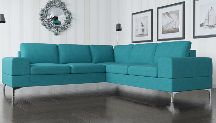 Canapé Canapé d'angle Textile Salon Design Moderne en forme de L Turquoise Mobilier Luxueux Canapés