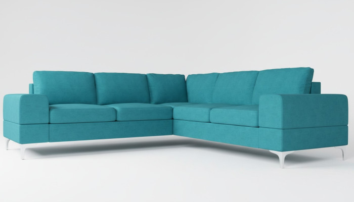 Canapé Canapé d'angle Textile Salon Design Moderne en forme de L Turquoise Mobilier Luxueux Canapés