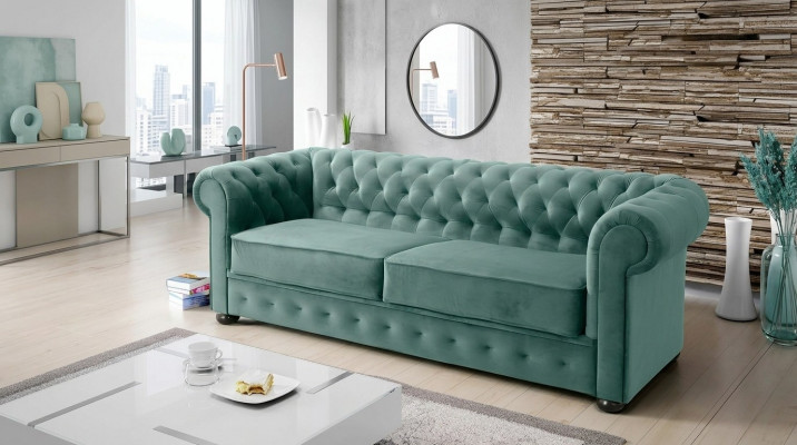 Canapé design 3 places en cuir rembourré canapé Textile Chesterfield de grande taille