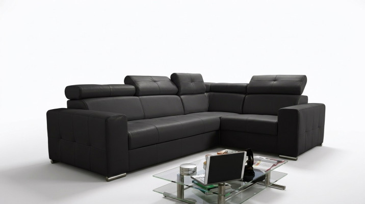 Canapé d'angle Revêtement de canapé Salon Cuir Forme en L nouveau Moderne Design Noir Canapés