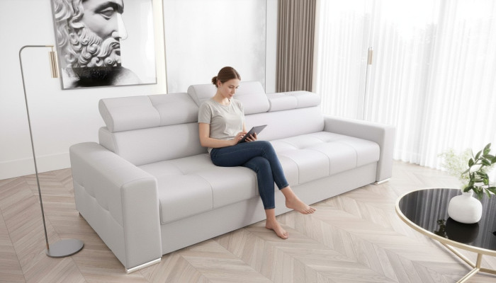 Sofas modernes 3 places Mobilier de chambre Rembourrage blanc Canapé Trois places Design Sofa