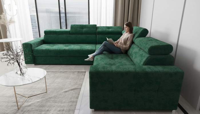 Salle de séjour Textile Cuir Luxe Forme en L Moderne Canapé d'angle Canapé Rembourrage Canapés neufs