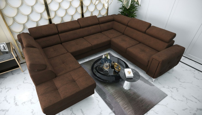 Canapé en forme de U Canapé en tissu Canapé Canapé Design Paysage de vie moderne Canapés en cuir Marron neuf