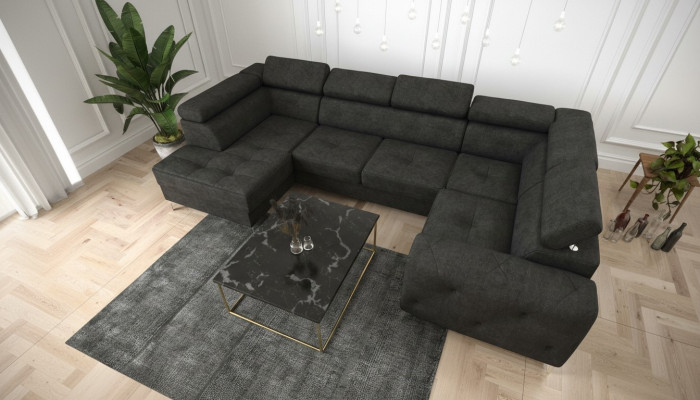 Paysage vivant Canapé Canapé Rembourrage Coin Textile Imitation cuir Canapé d'angle Noble en forme de U