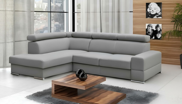 Canapé d'angle de salon haut de gamme en forme de L avec fonction lit, tissu moderne, canapés