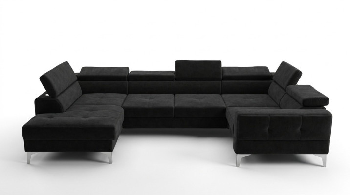 Canapé d'angle moderne en tissu de luxe automatique en forme de U Textile Noir Élégant Nouveau