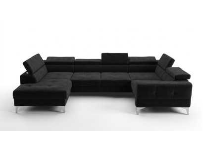 Canapé d'angle moderne en tissu de luxe automatique en forme de U Textile Noir Élégant Nouveau