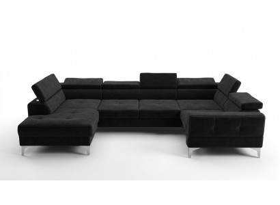 Canapé d'angle moderne en tissu de luxe automatique en forme de U Textile Noir Élégant Nouveau
