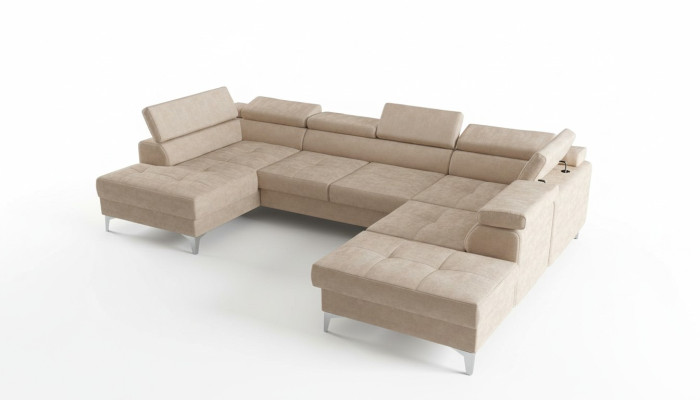 Design moderne Canapé rembourré Salon Canapé d'angle en forme de U Textile Cuir Bois neuf