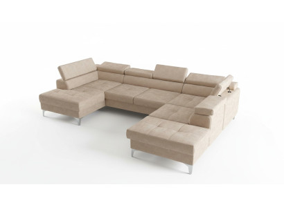 Design moderne Canapé rembourré Salon Canapé d'angle en forme de U Textile Cuir Bois neuf