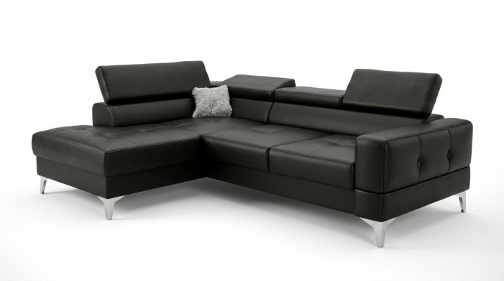 Design de meubles en forme de L Cuir Noir Bois nouveau Moderne Luxe Italie Canapés d'angle Canapés