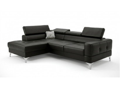 Design de meubles en forme de L Cuir Noir Bois nouveau Moderne Luxe Italie Canapés d'angle Canapés