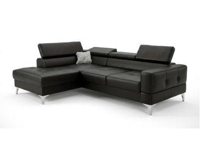 Design de meubles en forme de L Cuir Noir Bois nouveau Moderne Luxe Italie Canapés d'angle Canapés
