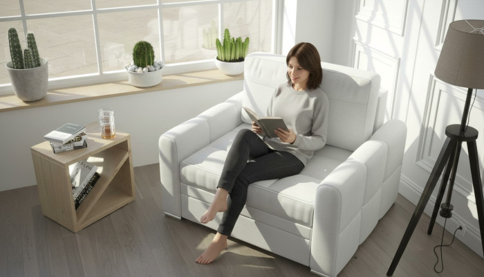 Fauteuil de club Chesterfield TV de luxe, tissu 1 place