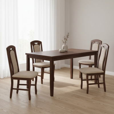 Salle à manger Suite Bois Lehn Cuir Textile nouveau Groupe de chaises 4x Chaises Ensemble Wohn