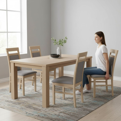 Groupe Chaises Suite Tissu Bois Chaises de salle à manger rembourrées 4x chaise