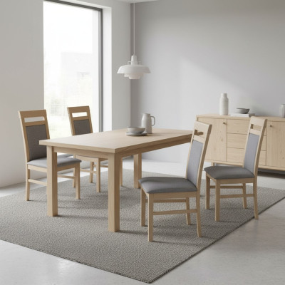 Groupe Chaises Suite Tissu Bois Chaises de salle à manger rembourrées 4x chaise