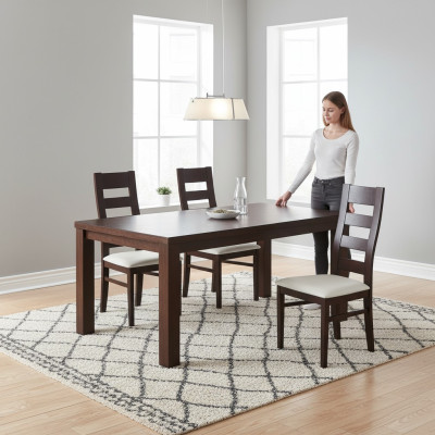 Chaises Salle à manger Gastro Tissu Nouveau Design Ensemble 4x Fauteuil Chaise Bois Tissu Rembourrage